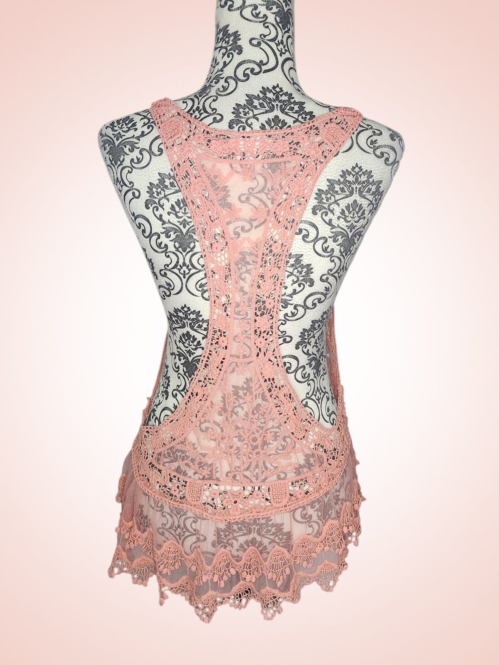 MARONIE Coral Sheer Crochet Peplum Tank - One Size - Picture 7 of 11